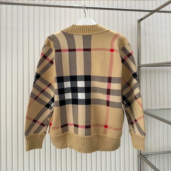 Burberry - Check Wool Cashmere Jacquard Cardigan - Picture 10 of 11